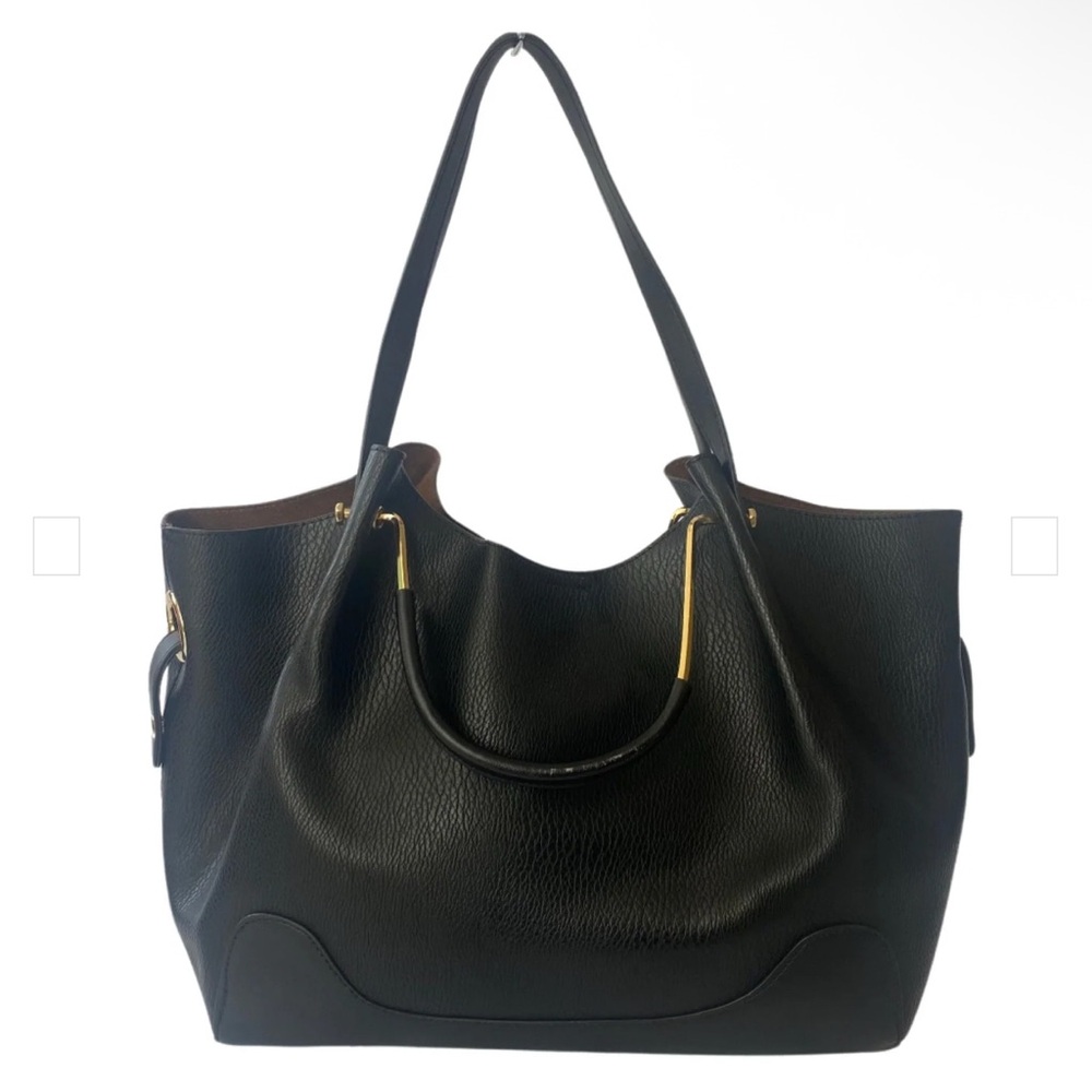Sondra Roberts Black Tote Bag with Gold Accents